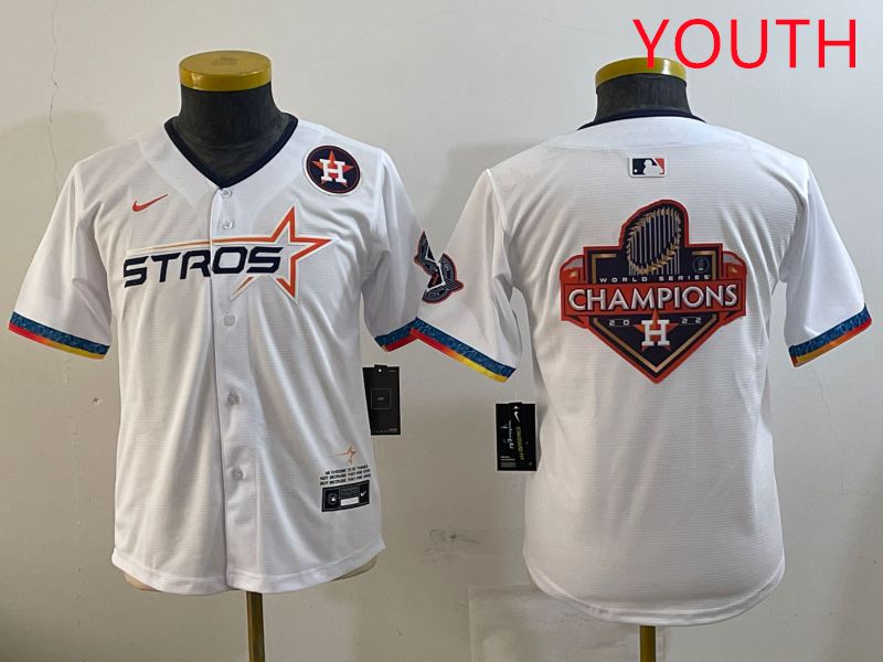 Youth Houston Astros Blank White Fourth generation Joint Name 2025 Nike MLB Jersey style 14